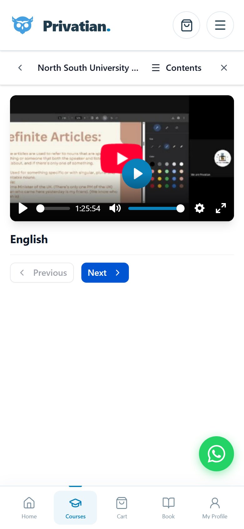 The lesson player on a phone.